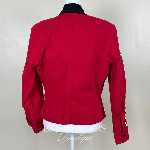 Rare Red Vintage Jacket ASO Chloe Grace Moretz Black White Formula 1 Grand Prix - Picture 6 of 7